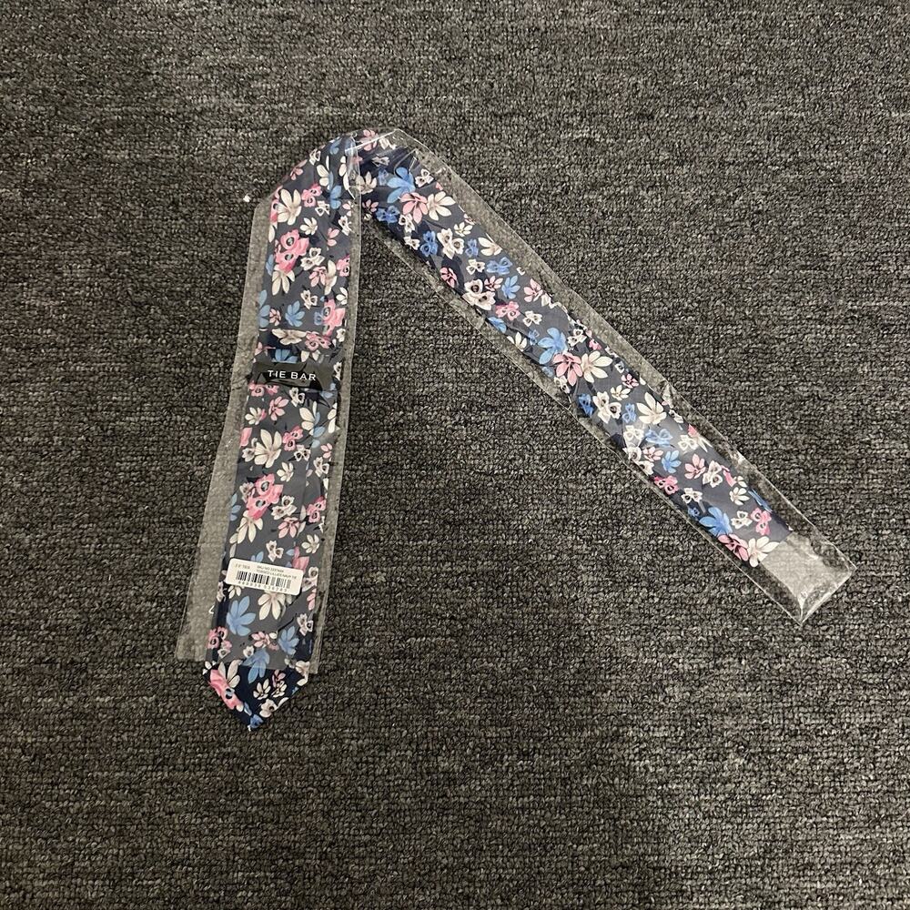 The Tie Bar Blue Pink Navy Floral Tie